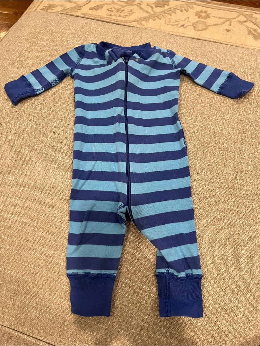 Hanna Andersson Blue Striped Zip-Front Kids One-Piece